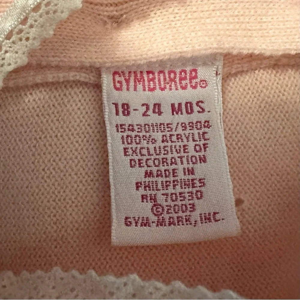 Vintage 2003 Gymboree FOX TROT Pink Sweater Dress 18-24M Floral Appliqué
